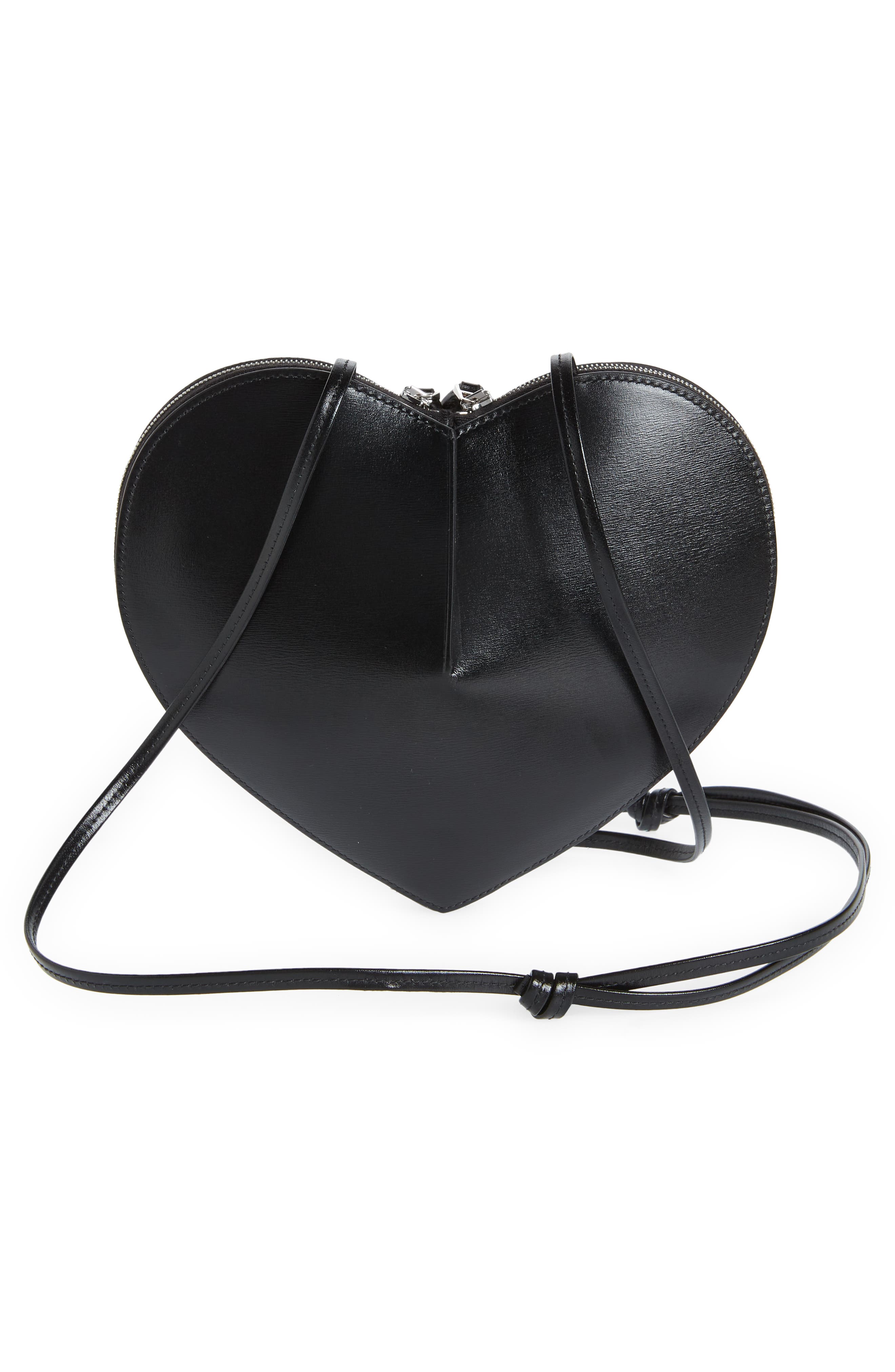 Alaïa Le Coeur Leather Crossbody Bag, Alternate, color, 999 - Noir