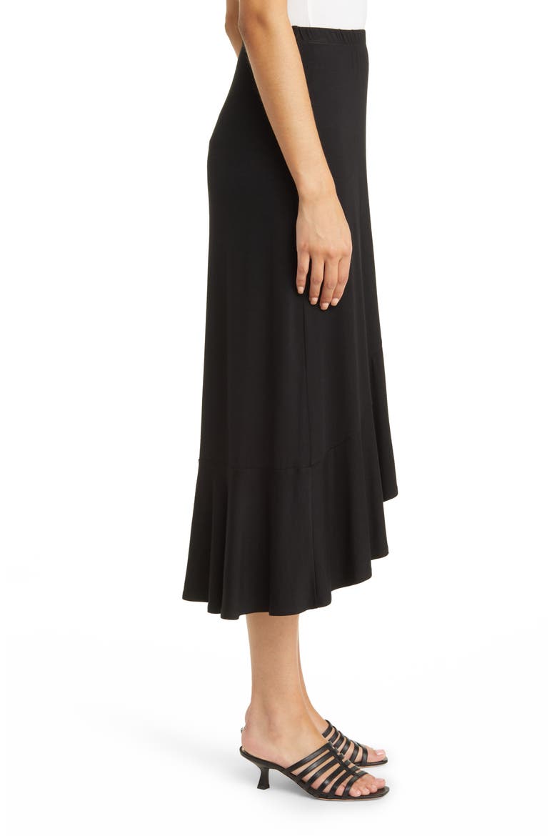 Flounce Midi Skirt, Alternate, color, BLACK