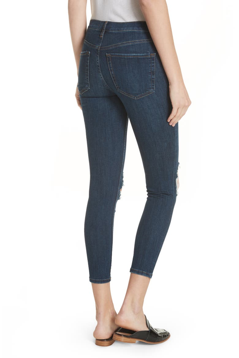 We the Free by Free People High Waist Ankle Skinny Jeans, Alternate, color, DARK BLUE