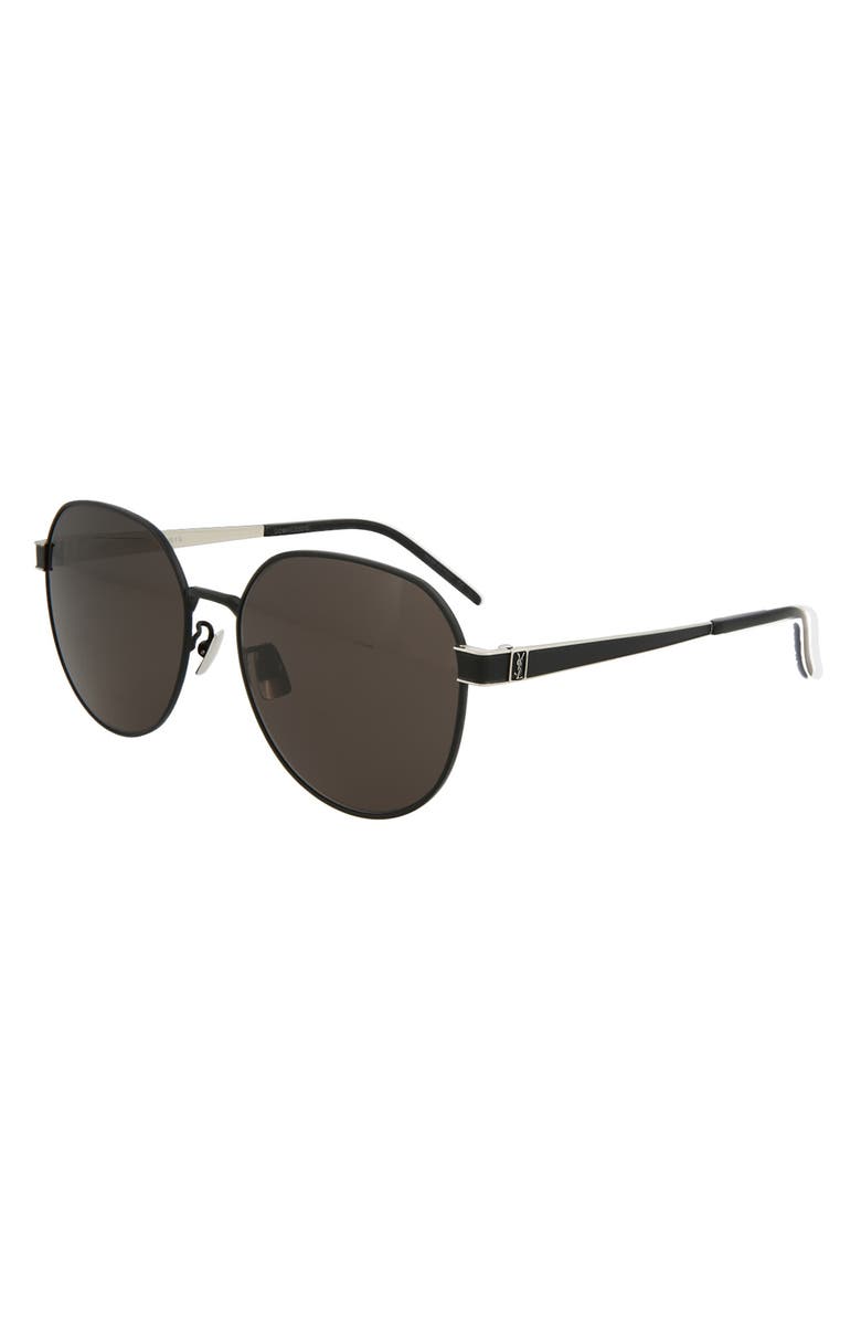 Saint Laurent 58mm Round Sunglasses, Alternate, color, Black Silver Black
