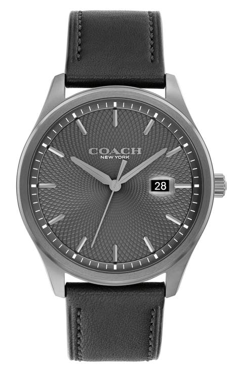 Oliver Leather Strap Watch, 41mm