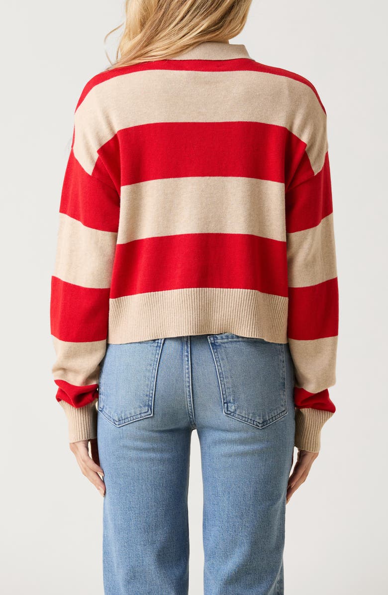 LE JEAN Cotton & Cashmere Stripe Polo Sweater, Alternate, color, Red Rugby Stripe