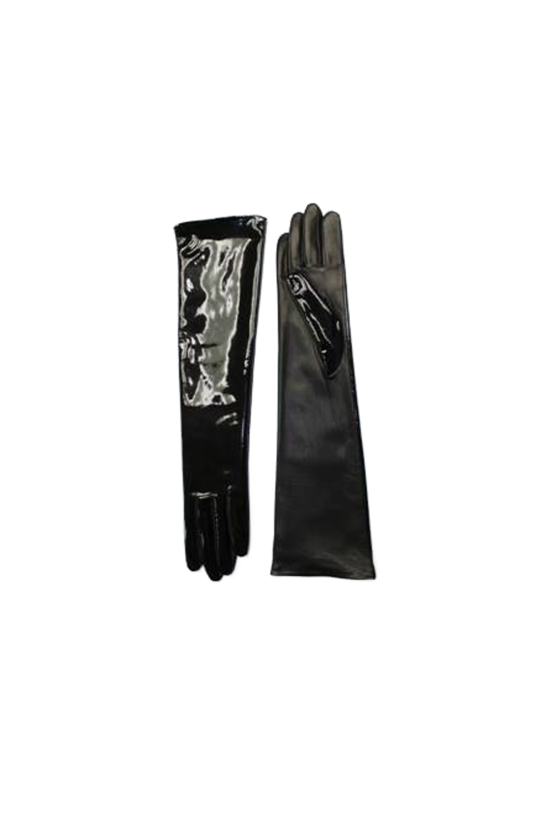 Patent Leather Gloves Elbow Length, Main, color, Black