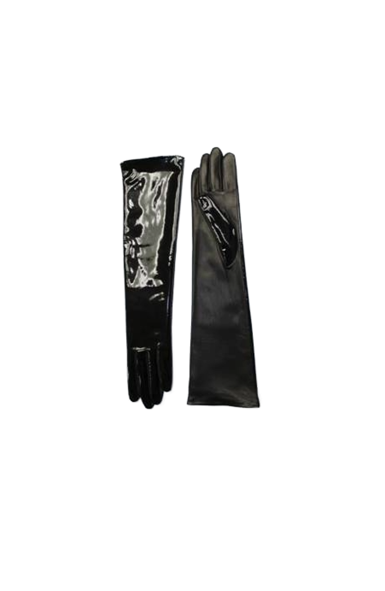 Agnelle Patent Leather Gloves Elbow Length, Main, color, Black