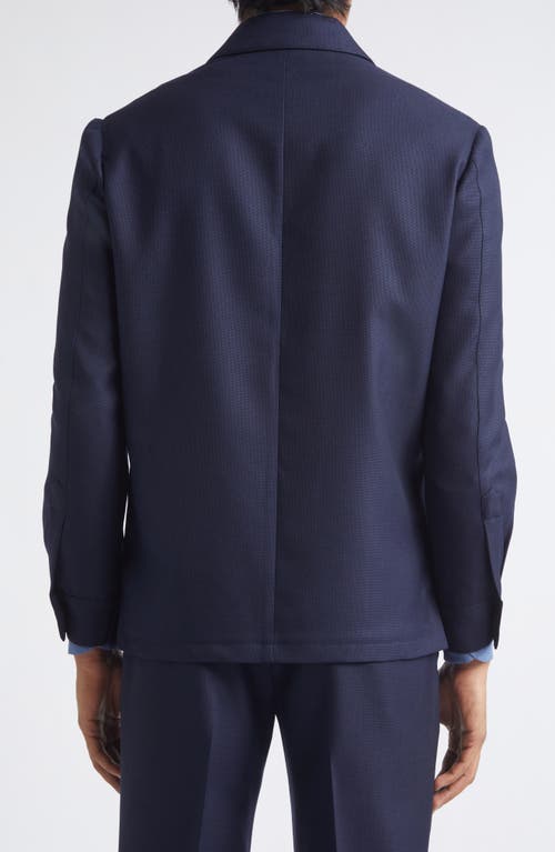 Thom Sweeney Wool Hopsack Overshirt In Blue