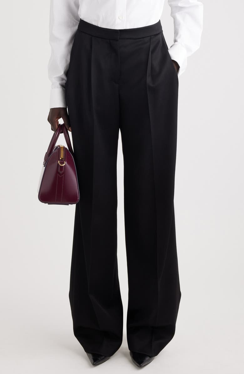 Givenchy Pleated Wool Twill Pants, Main, color,