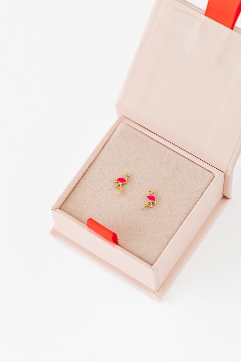 Flamingo Stud Earring, Alternate, color, Pink