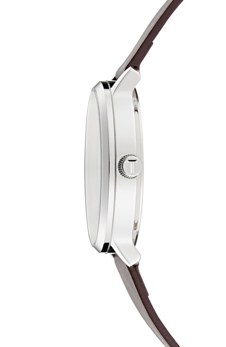 Ted Baker Leather Strap Watch, 42mm, Alternate, color, Burgundy