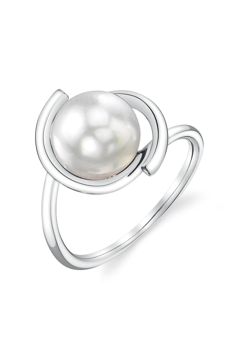 14K Gold Japanese Akoya Pearl Felicia Ring, Main, color, White Gold