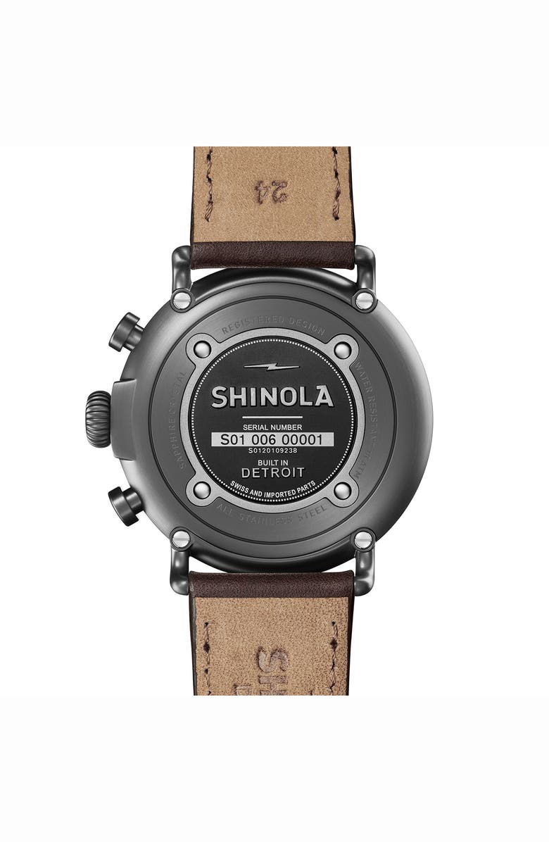 Shinola Men's Runwell Chronograph Leather Strap Watch, 43mm, Alternate, color, 