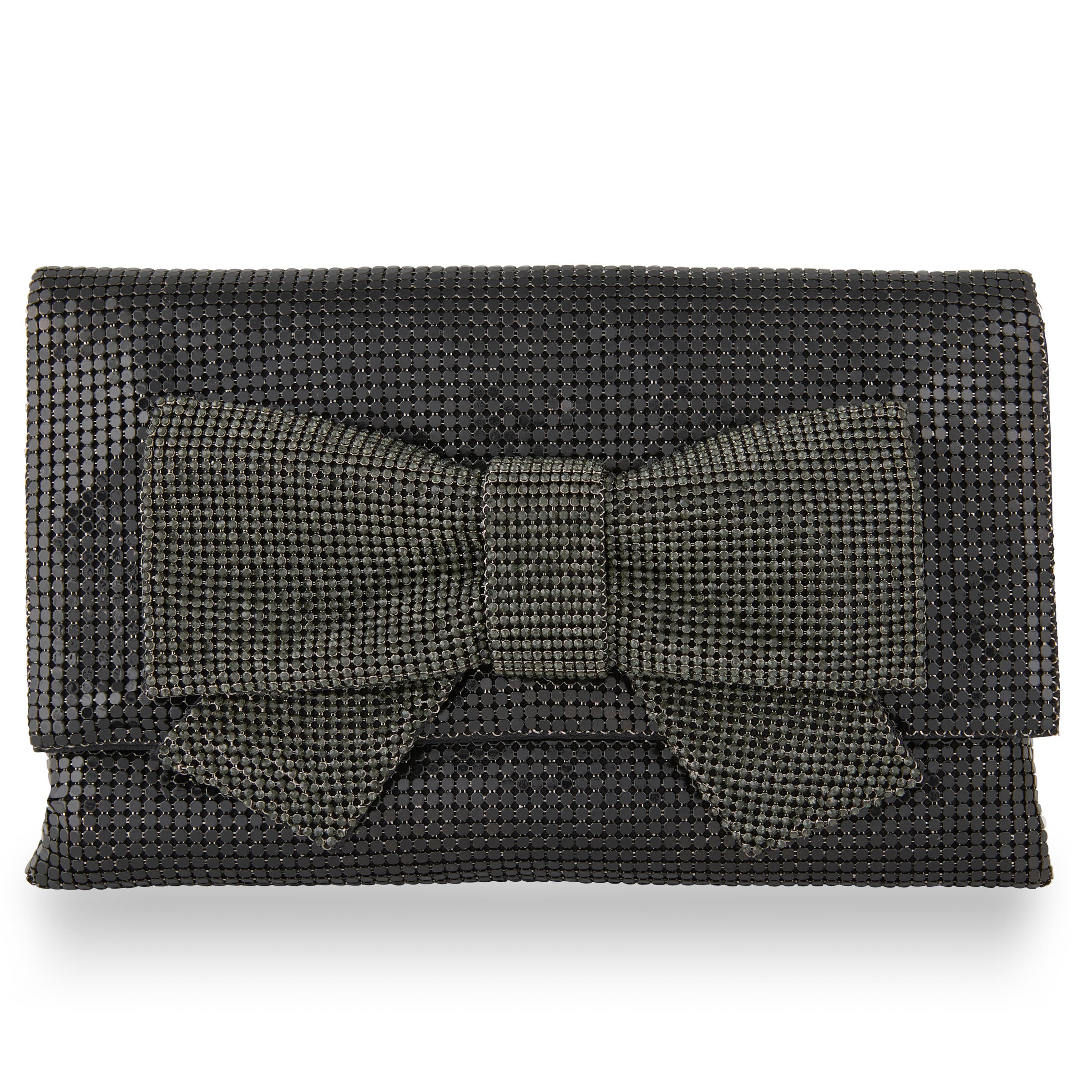Whiting 
Davis Gemma Crystal Bow Clutch, Main, color, Black