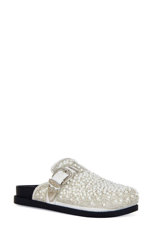 Azalea Wang Virgile Faux Pearl & Rhinestone Clog In Silver