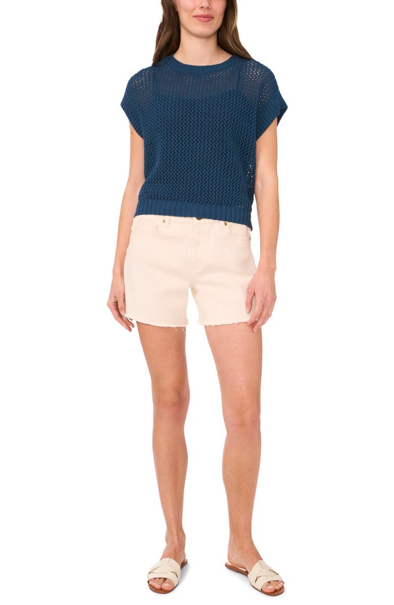 Halogen<sup>®</sup> Open Stitch Cotton Crop Sweater Vest, Alternate, color, Seaport Blue