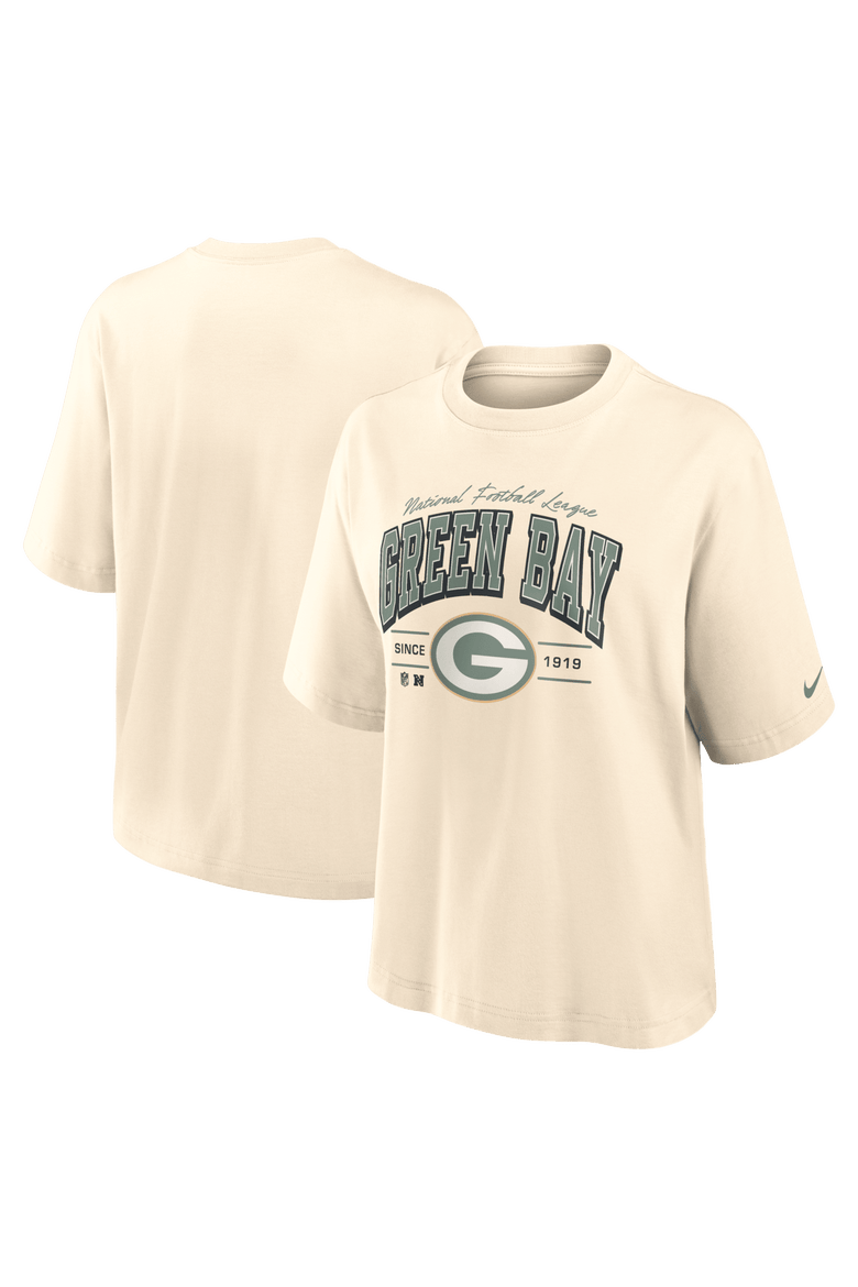 Women's Nike Cream Green Bay Packers Vintage Mod Boxy T-Shirt, Main, color, Cream