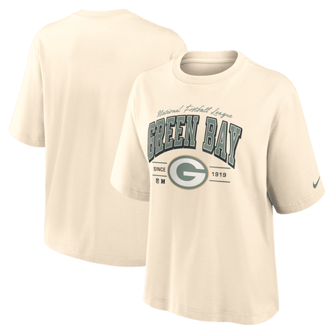 Women's Nike Cream Green Bay Packers Vintage Mod Boxy T-Shirt