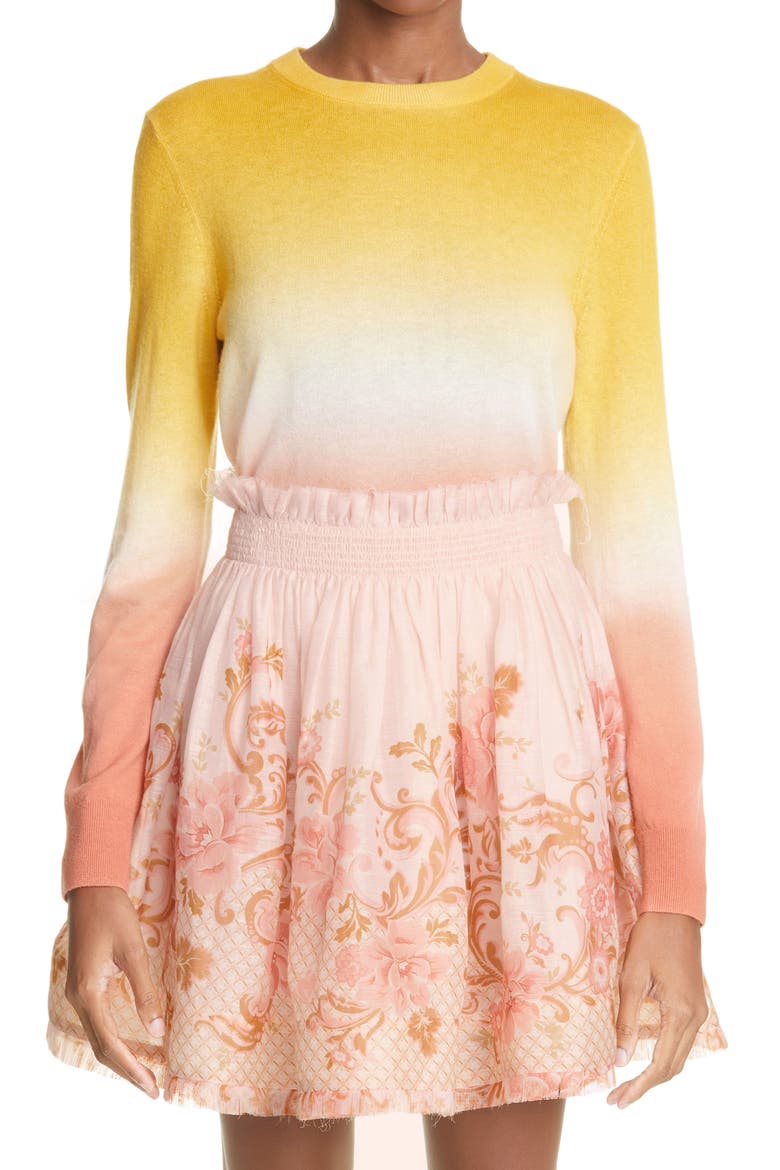 Postcard Ombré Cashmere Sweater, Main, color, SUNSET OMBRE