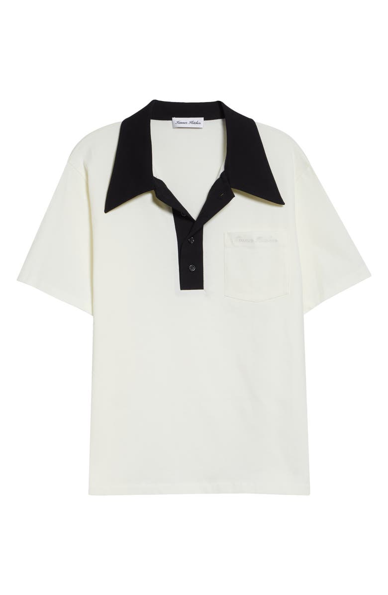 Tanner Fletcher Gender Inclusive Frank Contrast Collar Polo, Alternate, color, Ivory