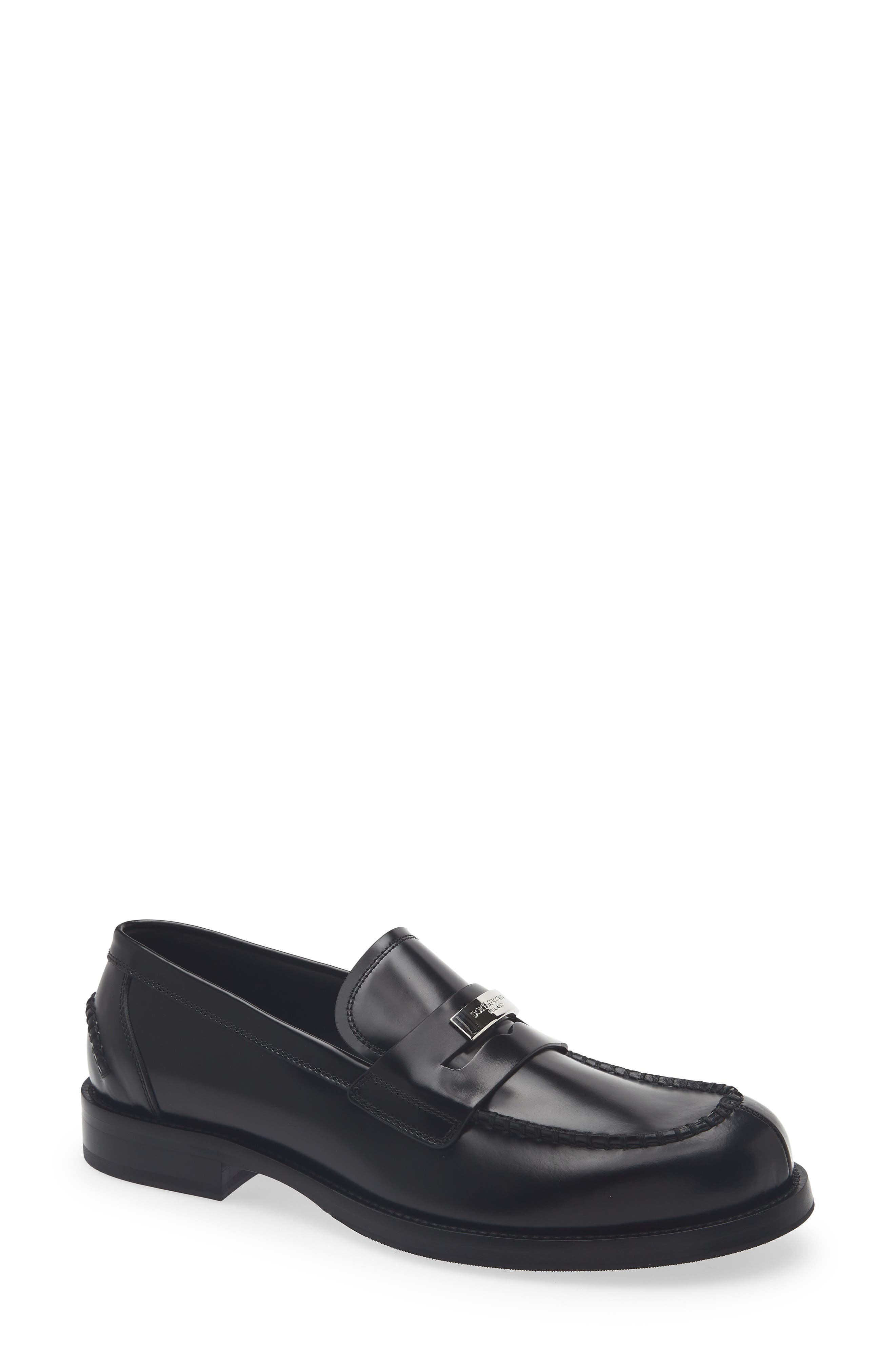 Leather Loafer, Main, color, NERO