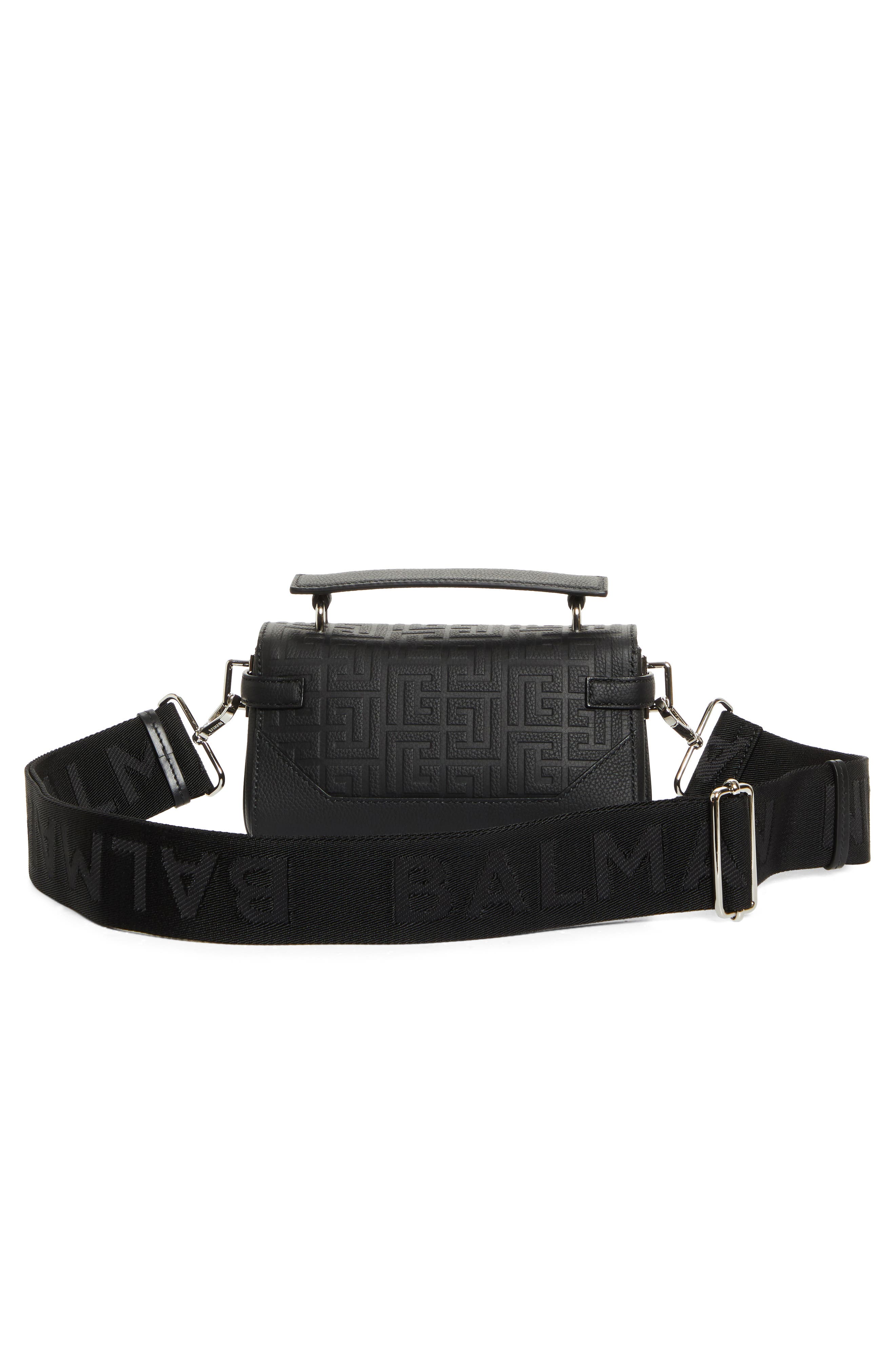 Balmain B-Buzz 19 Monogram Leather Handbag, Alternate, color, 