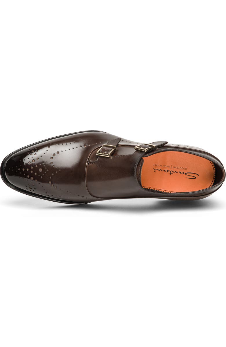 Santoni Kaj Double Monk Strap Shoe, Alternate, color, Dark Brown
