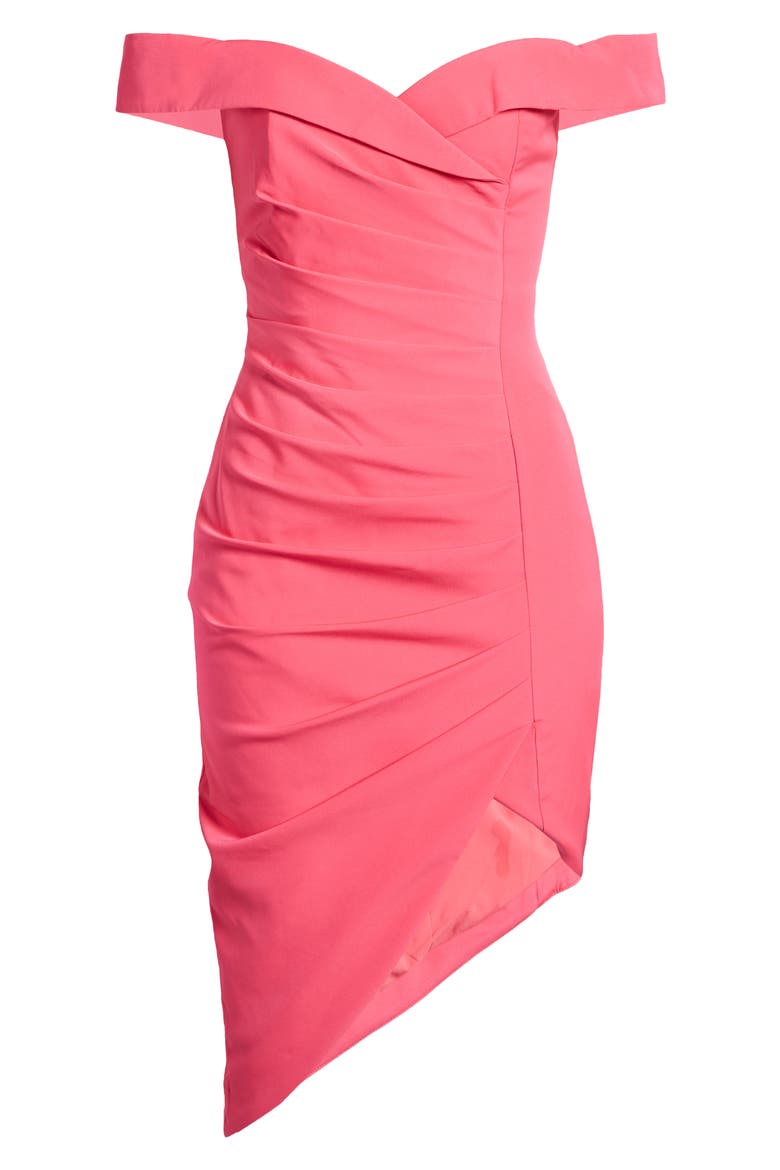 Bardot Pleat Front Dress, Alternate, color, BRIGHT PINK