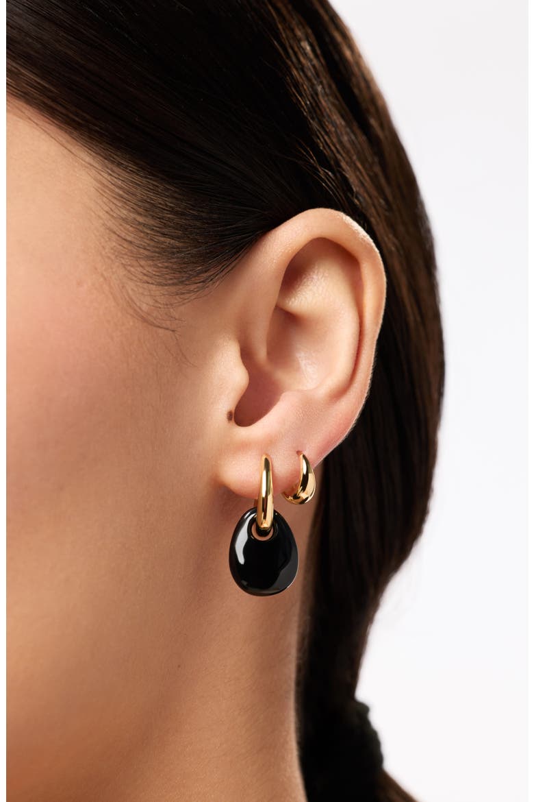Kayla Clear Drop Hoop Earrings, Alternate, color, GOLD / BLACK