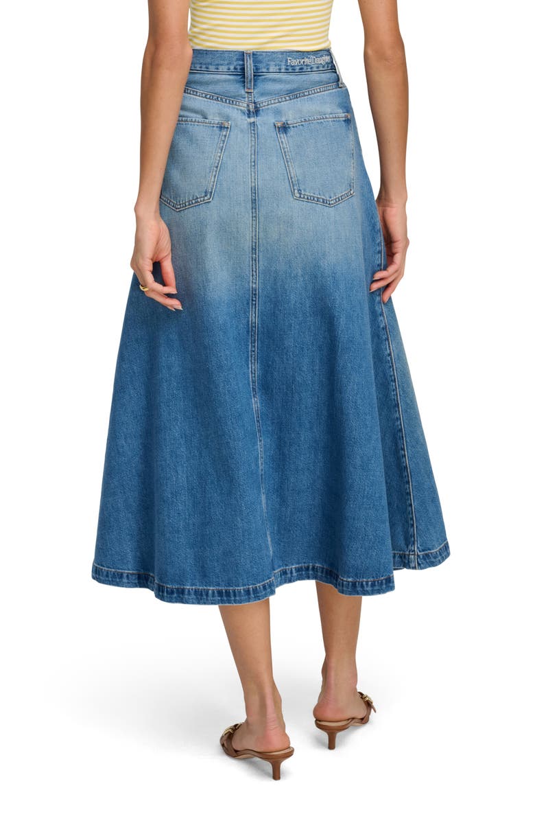 Favorite Daughter The Winona Denim Cotton Blend Midi Skirt, Alternate, color, Bristol