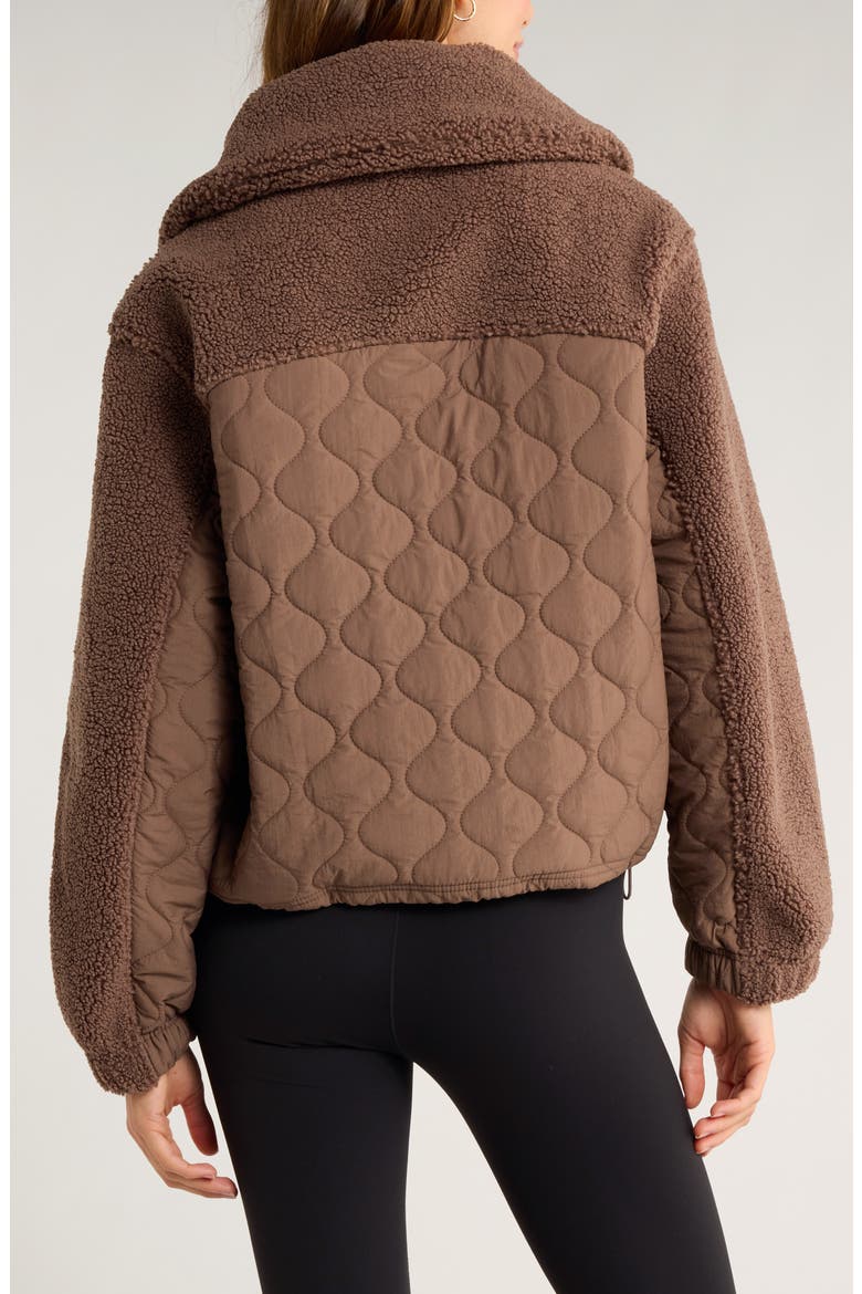 Faux Shearling & Quilted Nylon Hybrid Jacket, Alternate, color, BROWN QUARTZ