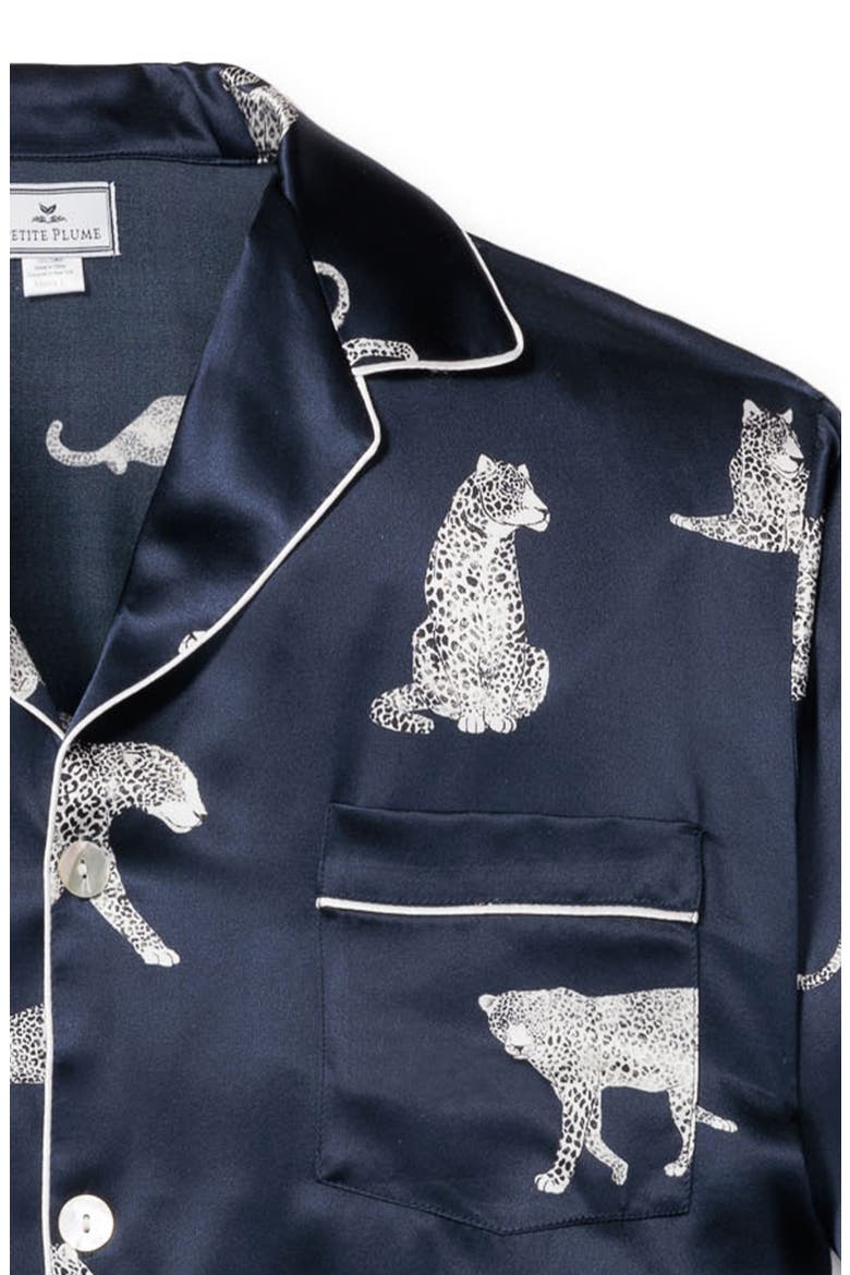 Panthre de Nuit Silk Pajama Set, Alternate, color, NAVY
