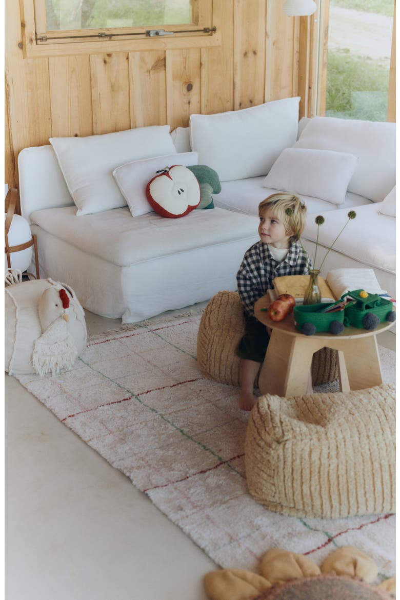 Color Lines Cotton Blend Washable Play Rug, Alternate, color, NATURAL