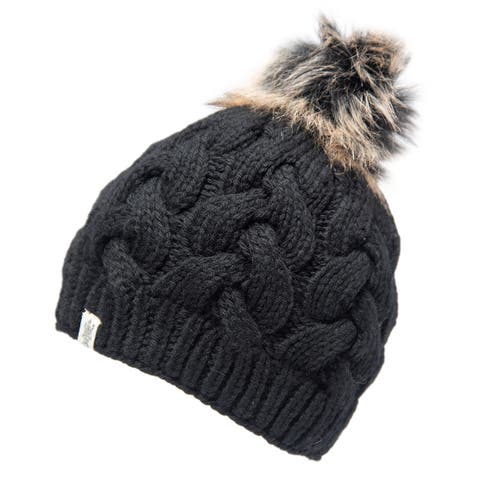 Boheme Cable Beanie w/ Faux Fur Pom