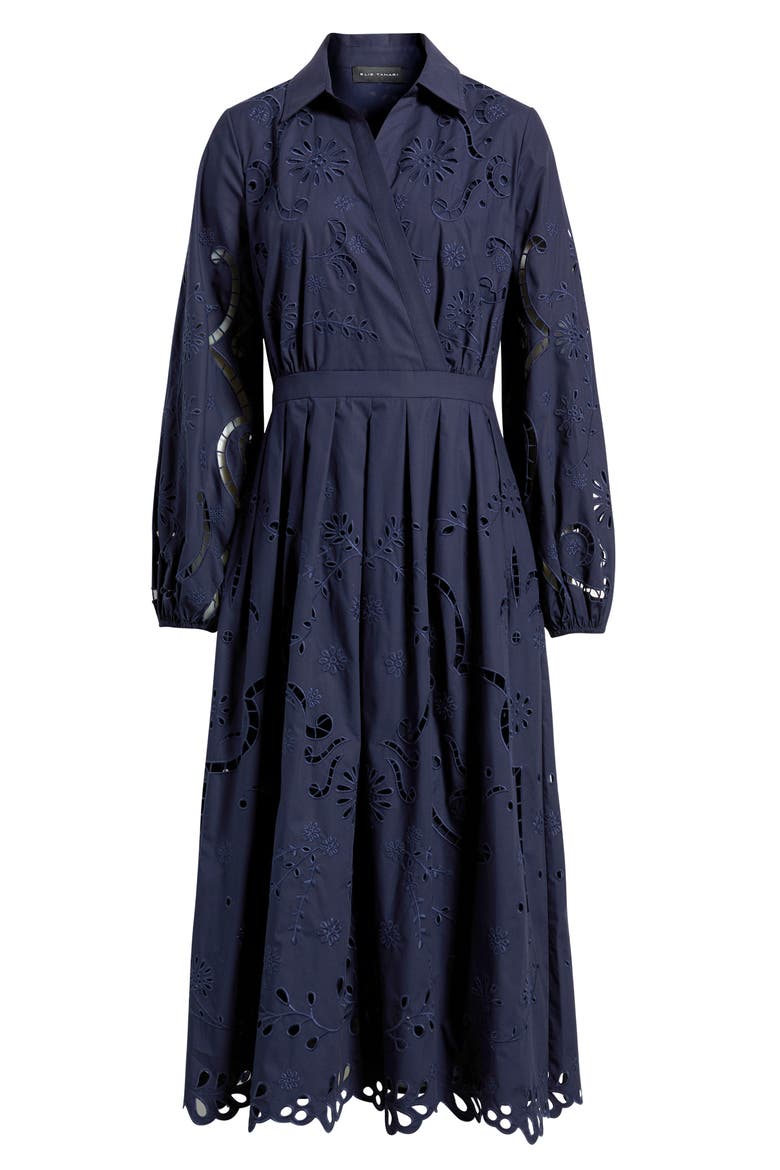 Zoya Long Sleeve Cotton Blend Shirtdress, Alternate, color, NAVY