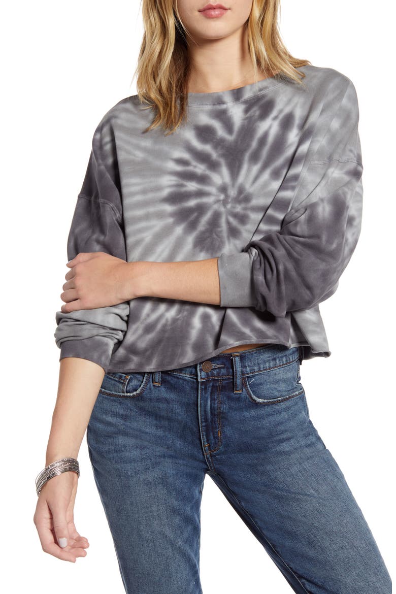 Tie Dye Sweatshirt, Main, color, NAVY- BLUE TIE DYE COMBO