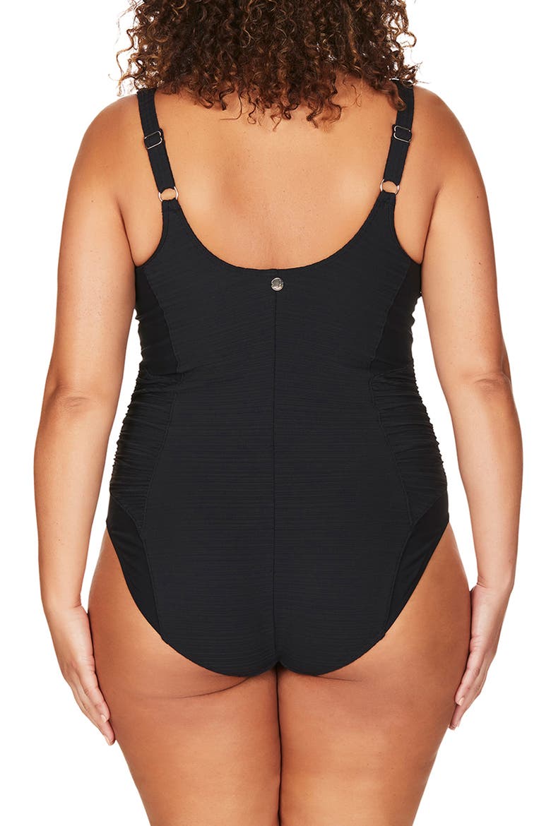Aria Giotto D-, DD- & E-Cup Ruched One-Piece Swimsuit, Alternate, color, BLACK