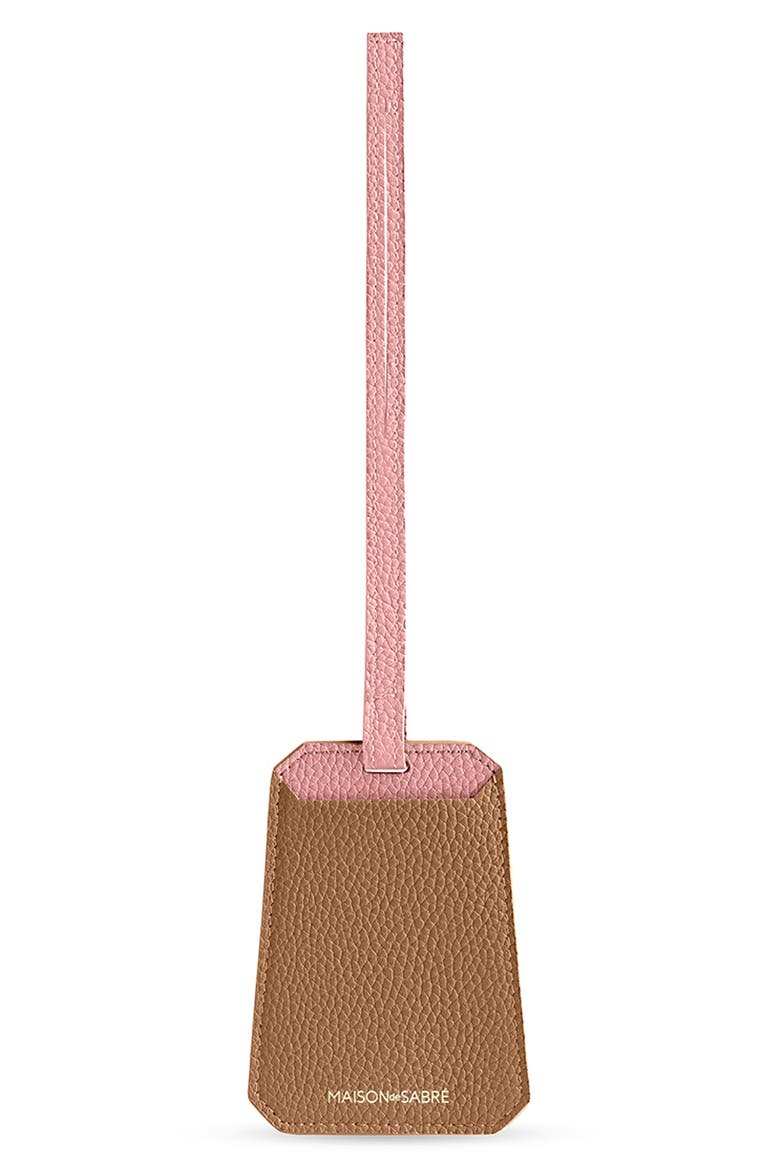 Leather Luggage Tag, Main, color, Sandstone Lily