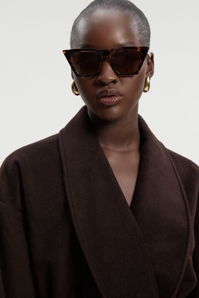 Brushed Wool Wrap Short Coat, Alternate, color, Chocolate