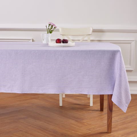 Linen Tablecloth for Dining Table, Holiday and Everyday Dining Table Decor - Narrow Stripe