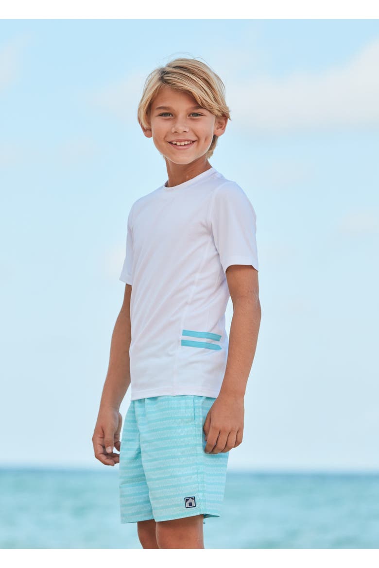 Boys Short Sleeve Rashguard, Alternate, color, White