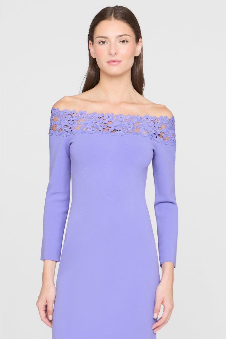 Sia Knit And Lace Midi Dress, Alternate, color, Deep Periwinkle