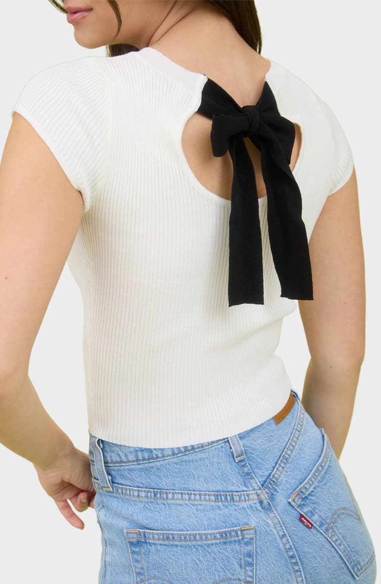 Blu Pepper Bow Tie Knit Top, Alternate, color, Cream