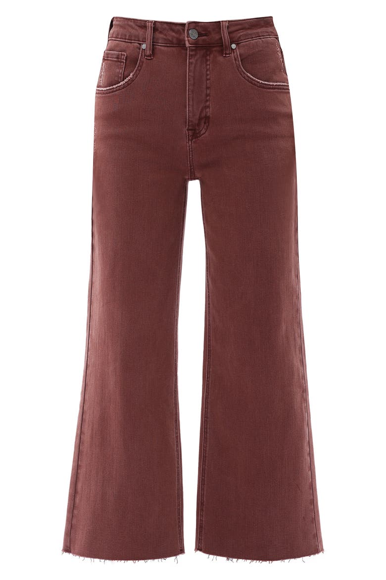 High Waist Raw Hem Wide Leg Jeans, Alternate, color, CAPPUCCINO