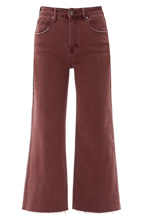 Bayeas High Waist Raw Hem Wide Leg Jeans In Brown