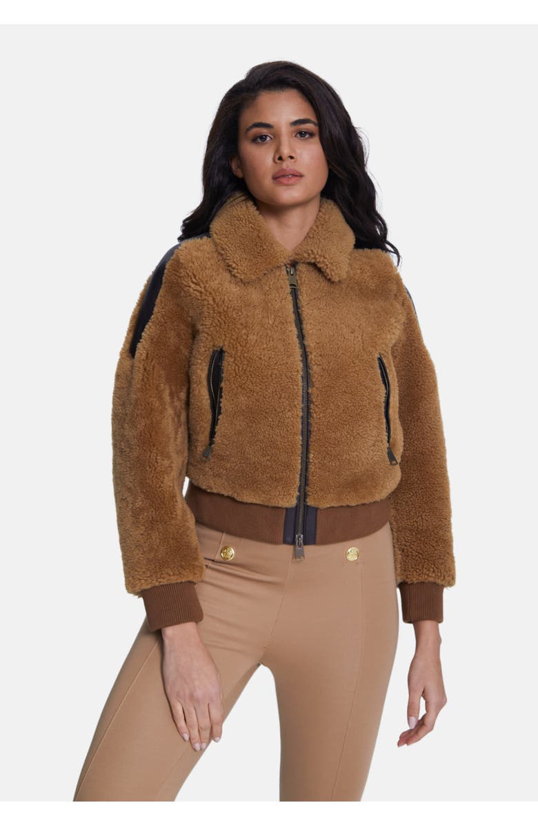 Furniq UK Selina Sheepskin Teddy Jacket, Alternate, color, Brown