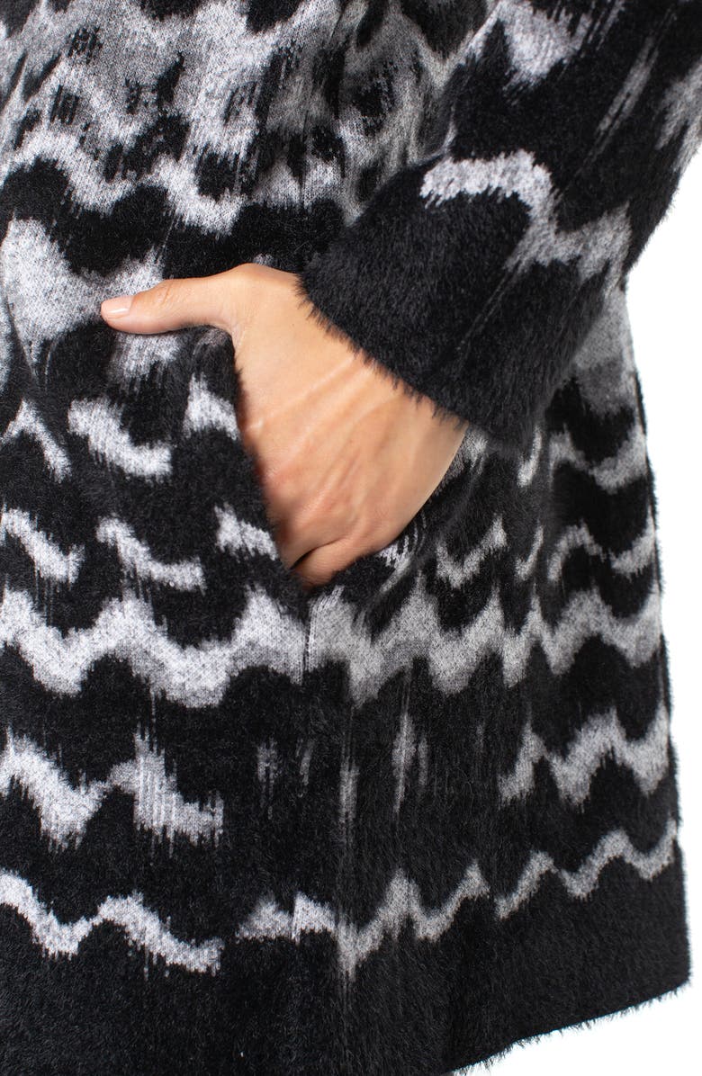 Liverpool Los Angeles Pattern Sweater Coat, Alternate, color, Black/ Grey Wavy Stripe