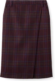 MANGO Check Wrap Front Skirt