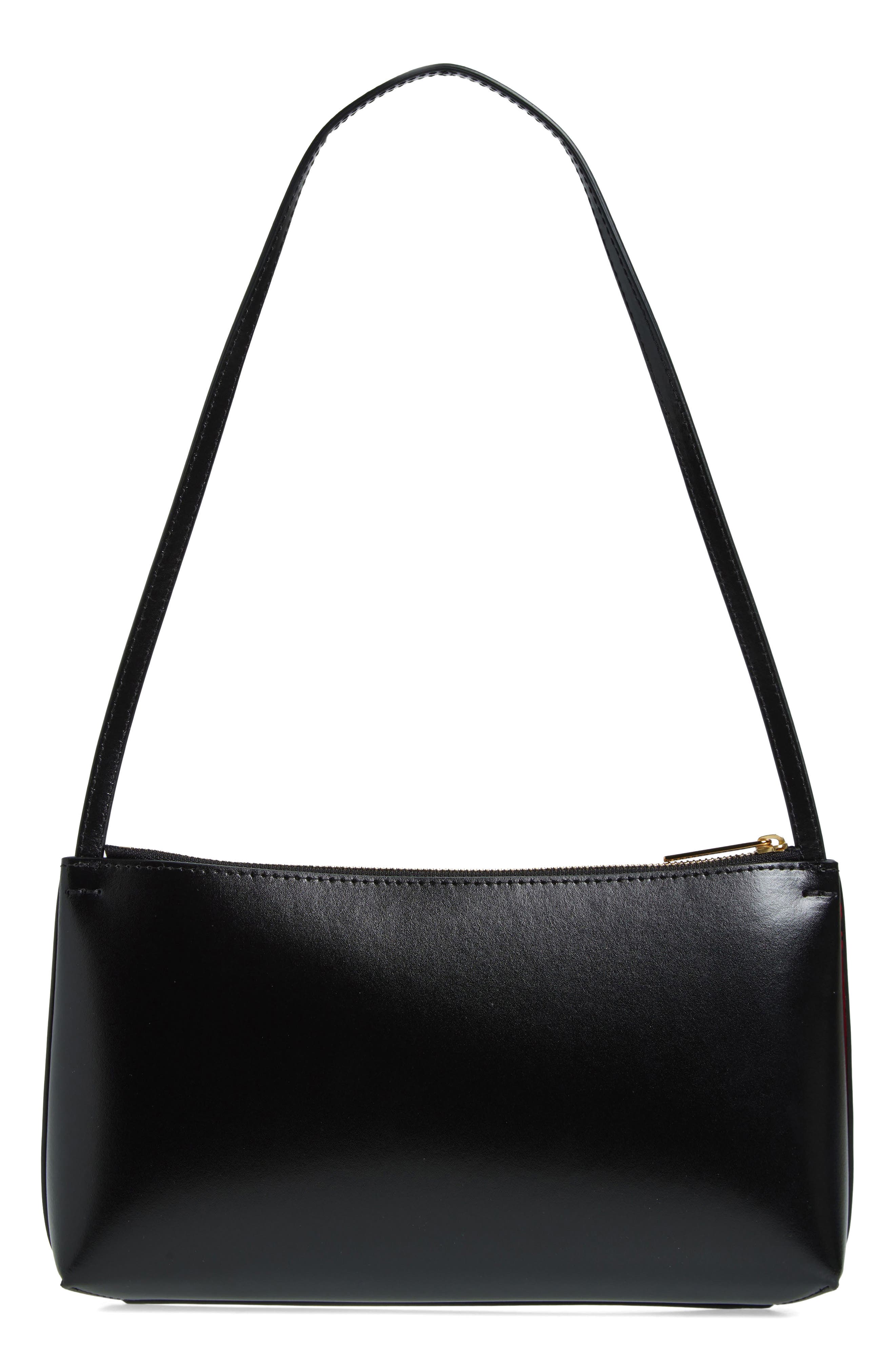 Mansur Gavriel Gaia Leather Shoulder Bag, Alternate, color, Black/ Flamma
