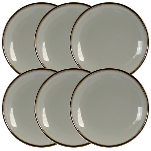 Elama Tahitian Sand 6-pc. Stoneware Salad Plate In Gray