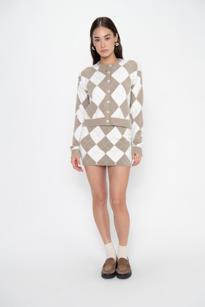 Throw On Cardigan, Alternate, color, Neutral Argyle Knit