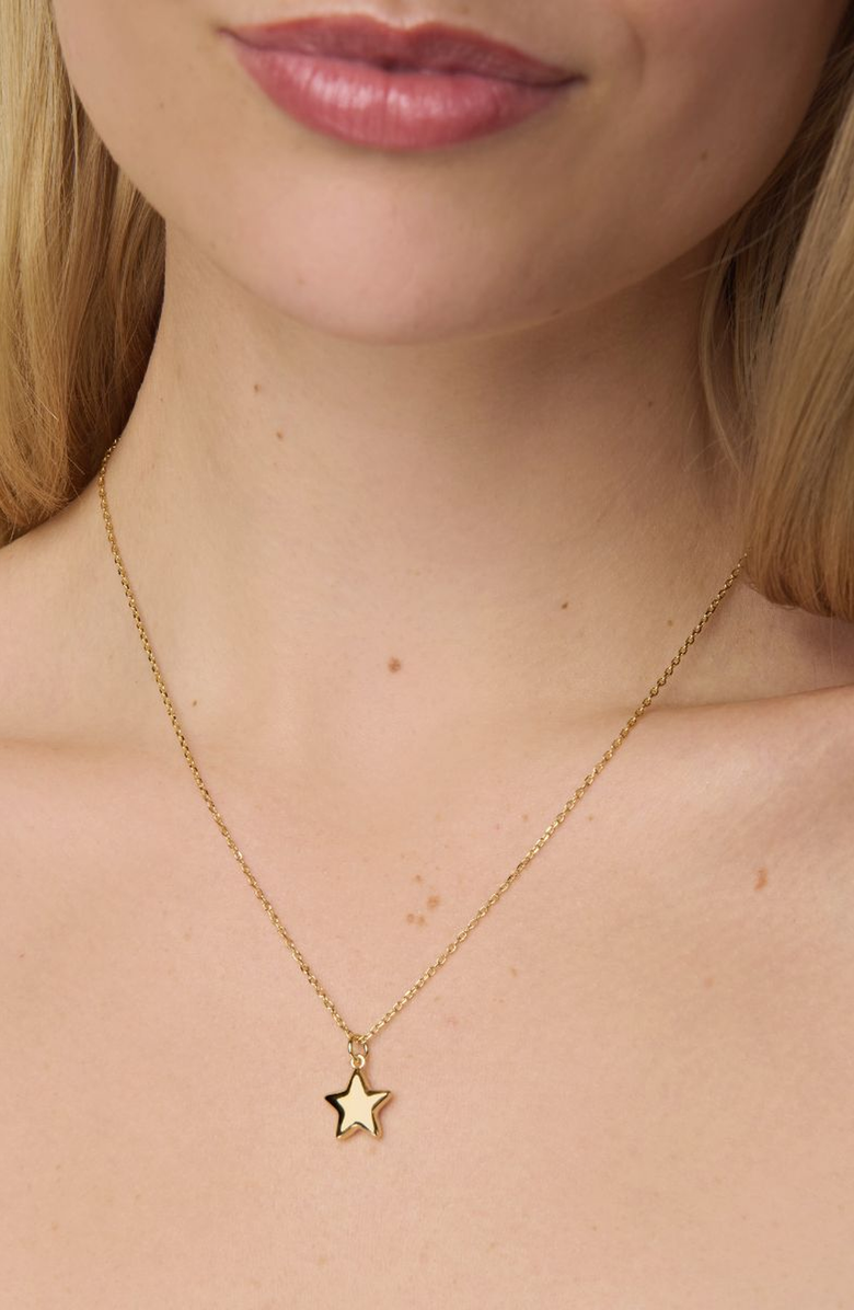 Little Sky Stone Puffy Star Charm Necklace, Alternate, color, Gold