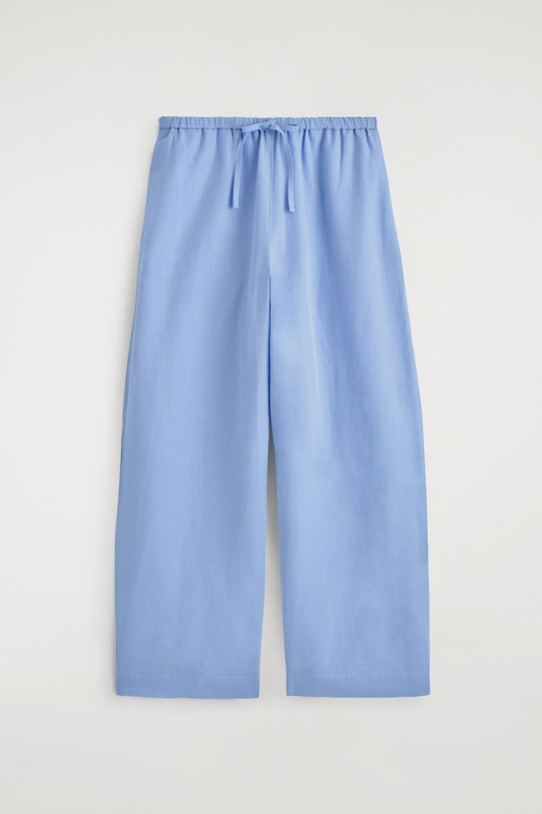 Wide-leg Linen Drawstring Trousers, Alternate, color, LIGHT BLUE